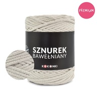 Bavlnená šnúrka PREMIUM značky KOKONKI 5mm / 100m návin / svetlo béžová Bavlnená šnúrka PREMIUM značky KOKONKI 5mm / 100m návin / svetlo béžová