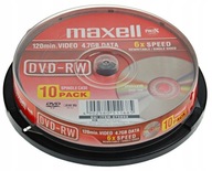 10 DVD-RW MAXEL 4,7 GB 6x 120 minútový koláč + FV