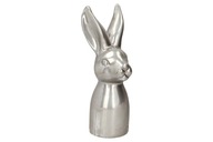 Veľkonočný králik z keramiky, strieborný, 25,5 cm