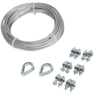 Oceľové lano 3mm x 8 metrov max 90 kg + 6x príchytky Oceľové lano 3mm x 8 metrov max 90 kg + 6x príchytky