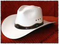 Biely kožený kovbojský klobúk