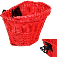 Prútený košík klikací košík na bicykel vpredu červený