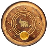 Okrúhly držiak z mangového dreva na kadidlo pre slony