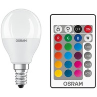 Osram E14 RGBW LED žiarovka teplá biela 4,9W + diaľkové ovládanie Osram E14 RGBW LED žiarovka teplá biela 4,9W + diaľkové ovládanie
