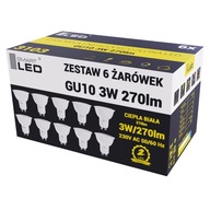 6x GU10 LED ŽIAROVKA 3W Teplá biela - 3000K 6x GU10 LED ŽIAROVKA 3W Teplá biela - 3000K