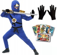 NINJA KOSTÝM ZLATÉ PAGÓNY + ninjago karty MODRÁ 128/134 NINJA KOSTÝM ZLATÉ PAGÓNY + ninjago karty MODRÁ 128/134