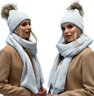 SET Dámska zimná čiapka, veľký šál, 2 metre, súprava Polish Light Grey SET Dámska zimná čiapka, veľký šál, 2 metre, súprava Polish Light Grey