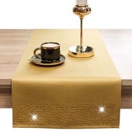 behúň na stôl hladký BRYLANT 40x220 ozdobný opasok zlatý + zlatý