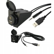 MONTÁŽNY KONEKTOR S 2M USB+AUX JACK 3,5MM KÁBLOM MONTÁŽNY KONEKTOR S 2M USB+AUX JACK 3,5MM KÁBLOM