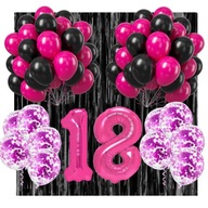 Sada balónikov k 18. narodeninám PINK BLACK r4