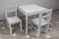 Stôl + dve stoličky drevo bielo-sivá Drewex