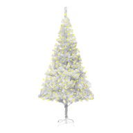 Umelý vianočný stromček so stojanom a LED, strieborný, 210