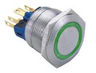 TLAČIDLO PROTI VANDALU, ZELENÉ PODSVIETENIE, 22mm TLAČIDLO PROTI VANDALU, ZELENÉ PODSVIETENIE, 22mm