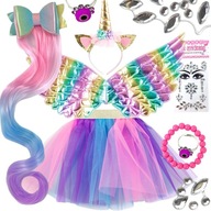 Outfit Kostým RAINBOW PASTEL UNICORN pegasus TUTU doplnky WINGS Outfit Kostým RAINBOW PASTEL UNICORN pegasus TUTU doplnky WINGS