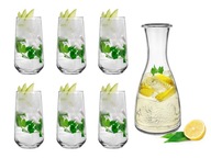KARAFA 1000ml + 6 VYSOKÝCH POHÁR 430ml NA ŠŤAVU