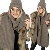WARM Set HAT + WOOL SCARF dámsky hrubý zimný šál POLISH