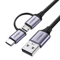 Ugreen 2v1 USB - Micro USB / USB-C kábel, 1m, 2,4A Ugreen 2v1 USB - Micro USB / USB-C kábel, 1m, 2,4A