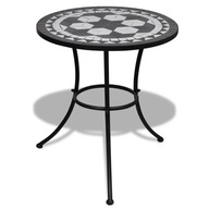 Bistro stolík, čiernobiely, 60 cm, mozaika