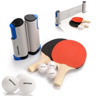 Súprava na stolný tenis s pingpongovou sieťou, 2 raketami + 3 loptičkami Súprava na stolný tenis s pingpongovou sieťou, 2 raketami + 3 loptičkami