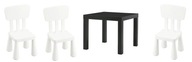 IKEA LACK Table+ MAMMUT Tri detské stoličky