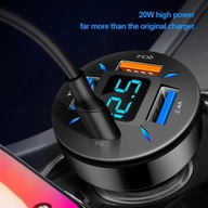 Nabíjačka do auta zapaľovač cigariet 4 porty USB A+USB C