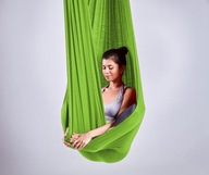 Vzdušná hojdacia sieť na jogu, akrobatická šatka, 5 m zelená, šírka 260 cm