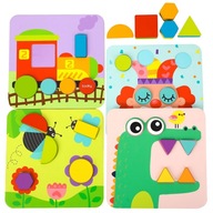 DREVENÉ PUZZLE 4V1 PUZZLE MONTESSORI BLACKY ZHODUJÚ S TVAROM DARČEK DREVENÉ PUZZLE 4V1 PUZZLE MONTESSORI BLACKY ZHODUJÚ S TVAROM DARČEK