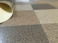 LINOLEUM PVC KOBEREC, béžová, diamantovo-hnedá dlažba