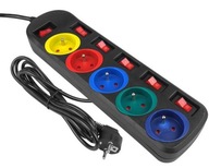 PREdlžovací kábel Power Strip 5m 5 zásuviek FAREBNÝ