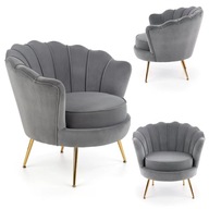 AMORINITO Shell Kreslo Grey Velour Gold Glamour