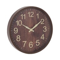 Nástenné hodiny imitácia dreva, 30 cm, HNEDÉ, okrúhle, čitateľné do obývačky