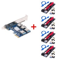 Adaptér PCI-E USB Riser SPLITTER + 4x RISER 009s