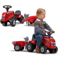 FALK Massey Ferguson červený detský traktor s prívesom + príslušenstvo. Od 1 roka