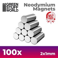 GSW - Neodymové magnety 2x1mm - 100 jednotiek (N52) GSW - Neodymové magnety 2x1mm - 100 jednotiek (N52)