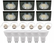 Sada 6x štvorcových sklenených halogénových bodiek + LED Sada 6x štvorcových sklenených halogénových bodiek + LED