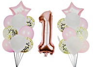 Balóniky číslo 1, ročné, jedny NARODENINOVÉ, ružové, veľké