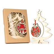 BAUBLE s menom, drevený stojan, krabička na vianočný stromček BAUBLE s menom, drevený stojan, krabička na vianočný stromček