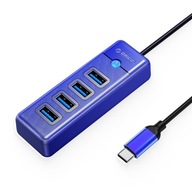 Orico PW4U-C3-015-BL-EP USB-C rozbočovač 4x USB-A 3.1 modrý