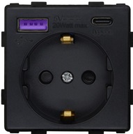 Zásuvka na kartuše 230V, čierna FastCharge USB AC RTX SH