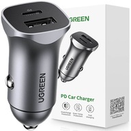 UZELENÁ RÝCHLA NABÍJAČKA DO AUTO USB-A / USB-C 30 W PD PPS ŠEDÁ UZELENÁ RÝCHLA NABÍJAČKA DO AUTO USB-A / USB-C 30 W PD PPS ŠEDÁ