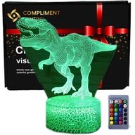 3D USB LED nočná lampa + diaľkové ovládanie Dinosaur T-Rex 3D USB LED nočná lampa + diaľkové ovládanie Dinosaur T-Rex