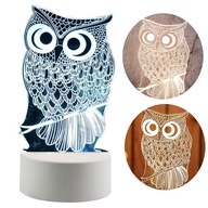 3D LED SOVA NOČNÁ LAMPA 3 FARBY SVETLA DARČEK 3D LED SOVA NOČNÁ LAMPA 3 FARBY SVETLA DARČEK