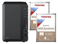Synology DS223 2GB + 2x 4TB Toshiba NAS server