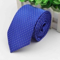 Elegantná pánska úzka modrá kravata s bodkami