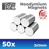 GSW – Neodymové magnety 3x1mm – 50 jednotiek (N52)