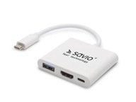 Adaptér rozbočovača Savio USB typu C-HDMI USB 3.0 PDodávka