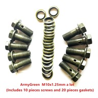 Vojenská zelená M10 x 1,25 mm 10 kusov motocykel Vojenská zelená M10 x 1,25 mm 10 kusov motocykel