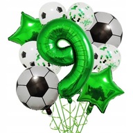 Sada balónov na deviate narodeniny 9 futbalových futbalových zelených latexov