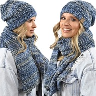 Hrubý dámsky šálový set Soft fleece čiapka melange Wz7 Hrubý dámsky šálový set Soft fleece čiapka melange Wz7