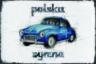 Poľská plechová dekoratívna tabuľa Siren Oldtimer FSO Poľská plechová dekoratívna tabuľa Siren Oldtimer FSO